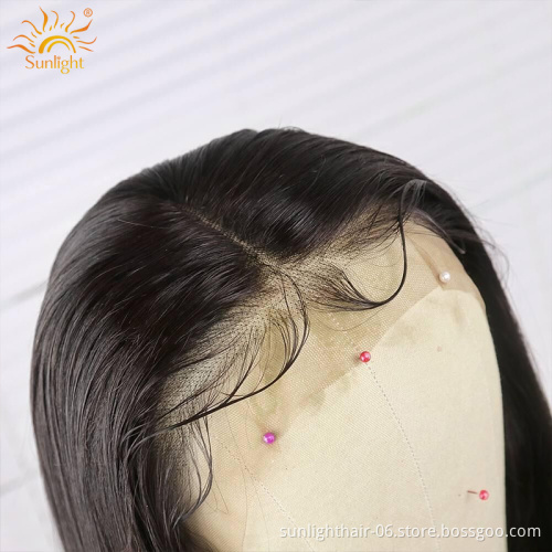 Sunlight brazilian straight 360 lace frontal wigs with baby hair for women black color brazilian